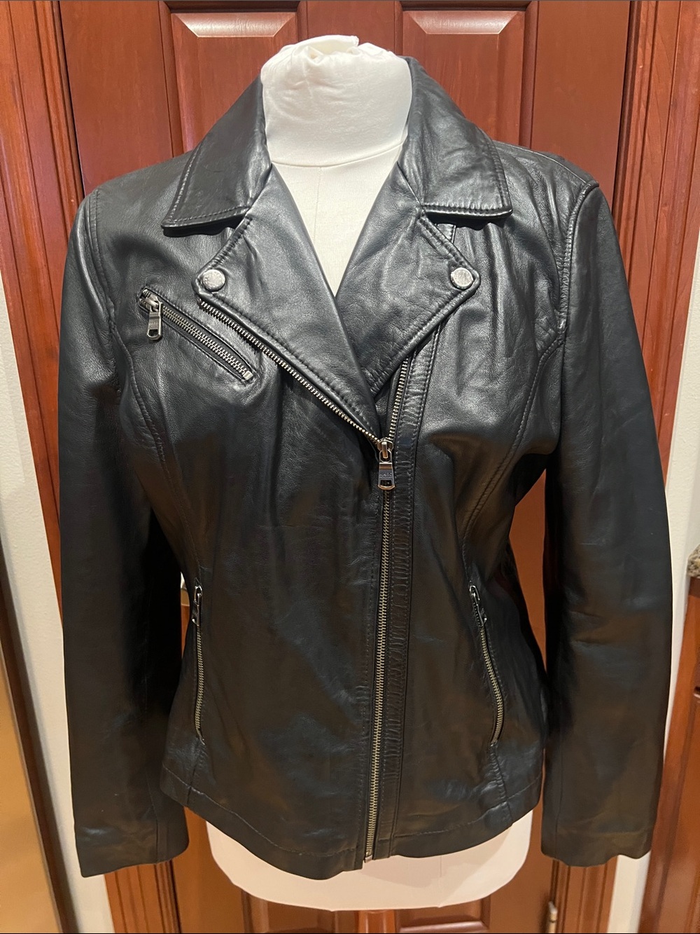 Marc New York Black Leather Asymmetric Moto Jacket
